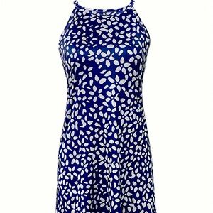 Blue and White Patterned Dress